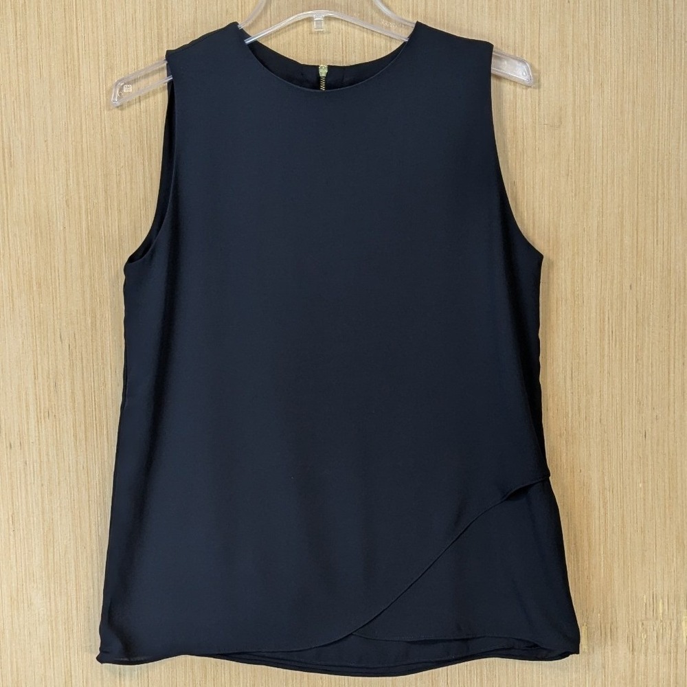 Chicos Minimalist Elevated Basic Office Layering Top Size S Black Sleeveless